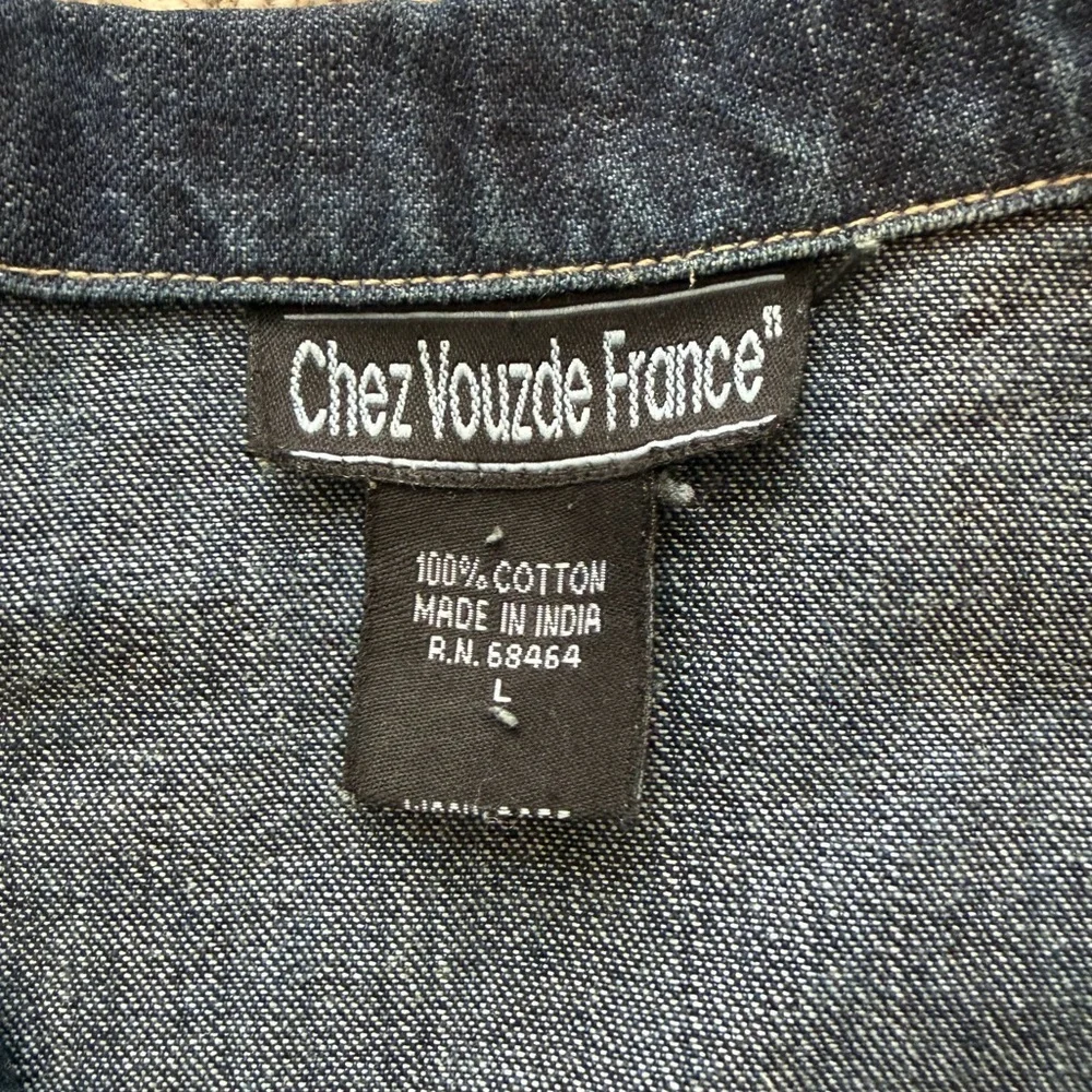 Vintage Style Studded Denim Jacket Chez Vouzde France Boho Western Large